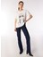 Kırık Beyaz Kadın Basic Nakışlı T-Shirt F4WL-TST0356 2