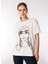 Kırık Beyaz Kadın Basic Nakışlı T-Shirt F4WL-TST0356 3
