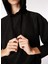 Siyah Kadın Kapüşon Yaka Rahat Crinkle Sweatshirt F4WL-SWT0536 4