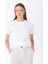 Beyaz Kadın Basic Düz T-Shirt F4WL-TST0758 1