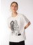 Kırık Beyaz Kadın Basic Baskılı T-Shirt F4WL-TST0280 1