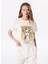 Kırık Beyaz Kadın Relaxed Baskılı T-Shirt F5SL-TST0259 1