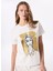 Kırık Beyaz Kadın Relaxed Baskılı T-Shirt F5SL-TST0259 3