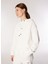 Ekru Kadın Kapüşonlu Loose Fit Blok Sweatshirt C4WL-SWT4809 3