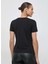 Yuvarlak Yaka Baskılı Siyah Kadın T-Shirt 76HAHG00 4