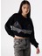 Siyah Kadın Bisiklet Yaka Oversize Sweatshirt TS1250091010 1