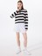 Beyaz Kadın Normal Çizgili Sweatshirt M5SL-SWT1670 3