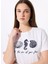 Kırık Beyaz Kadın Relaxed Nakışlı T-Shirt F5SL-TST0252 1