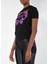 Yuvarlak Yaka Baskılı Siyah Kadın T-Shirt 76HAHG02 2