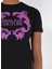 Yuvarlak Yaka Baskılı Siyah Kadın T-Shirt 76HAHG02 3