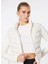Kırık Beyaz Kadın Dik Basic Kapitone Sweatshirt F4WL-MNT W60 3