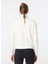 Kırık Beyaz Kadın Dik Basic Kapitone Sweatshirt F4WL-MNT W60 5