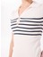 Polo Yaka Basic Çizgili Ekru - Lacivert Kazak Kadın F4SL-KZK0500 4