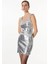 Gümüş Kadın U Yaka Mini Payetli Elbise F4WL-ELB0430 3