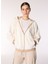 Kırık Beyaz Kadın Kapüşon Oversize Düz Sweatshirt F4WL-SWT W69 1