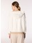 Kırık Beyaz Kadın Kapüşon Oversize Düz Sweatshirt F4WL-SWT W69 2