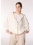 Kırık Beyaz Kadın Kapüşon Oversize Düz Sweatshirt F4WL-SWT W69 4