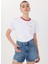Beyaz Kadın Basic Nakışlı T-Shirt M5SL-TST1849 2