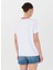 Beyaz Kadın Basic Nakışlı T-Shirt M5SL-TST1849 5