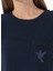 Lacivert Kadın Normal Nakışlı T-Shirt F5SL-TST0086 4