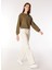Haki Kadın Kapüşon Oversize Düz Sweatshirt F4WL-SWT0563 1
