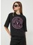 Yuvarlak Yaka Baskılı Siyah Kadın T-Shirt 76HAHG05 1