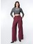 Bordo Kadın Geniş Fit Düz Pantolon SGZB114 2