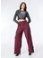 Bordo Kadın Geniş Fit Düz Pantolon SGZB114 4