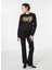 Siyah Kadın Yuvarlak Standart Baskılı Sweatshirt 77HAIE05 2