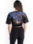 Yuvarlak Yaka Düz Siyah Kadın T-Shirt 76PAHG01 4