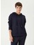 Lacivert Kadın Kapüşon Basic Düz Sweatshirt 1092577 1