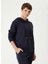 Lacivert Kadın Kapüşon Basic Düz Sweatshirt 1092577 4