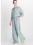 Yeşil Kadın Regular Fit Pantolon W2510733826-MÜSLIN Geniş Paça Panto 2