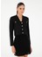 Siyah Kadın V Cropped Fit Düz Hırka Nora-H 3