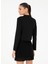 Siyah Kadın V Cropped Fit Düz Hırka Nora-H 5