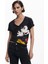 Siyah Kadın Normal Baskılı T-Shirt 25SWTKAG 2