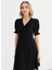 Siyah Kadın Kruvaze Desenli Elbise 25YSL7617 3