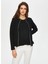 Siyah Kadın Yuvarlak Slim Fit Hırka US25TRH002 1