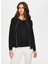 Siyah Kadın Yuvarlak Slim Fit Hırka US25TRH002 3