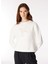 Nakışlı Bisiklet Yaka Basic Kırık Beyaz Kadın Sweatshirt F4WL-SWT0116 3