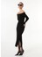 Siyah Kadın Straplez Midi Fitted Fitilli Triko Elbise FC3WL-ELB19 1