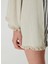 Bej Kadın Düz Yaka Geniş Fit Keten Kaftan D313 4