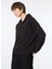Siyah Kadın Kapüşon Normal Nakışlı Sweatshirt M4WL-SWT-1974 3