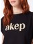 Yuvarlak Yaka Baskılı Siyah Kadın T-Shirt TSKD05204 3