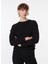 Siyah Kadın Bisiklet Crop Nakışlı Sweatshirt M4WL-SWT-1926 2