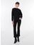 Siyah Kadın Bisiklet Crop Nakışlı Sweatshirt M4WL-SWT-1926 3