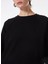Siyah Kadın Bisiklet Crop Nakışlı Sweatshirt M4WL-SWT-1926 4