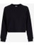 Siyah Kadın Bisiklet Crop Nakışlı Sweatshirt M4WL-SWT-1926 6