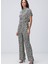 Siyah - Ekru Kadın Regular Fit Pantolon 1094190 1