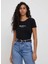 Siyah Kadın Normal Baskılı T-Shirt PL505202 2